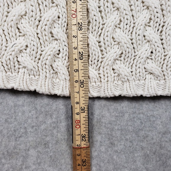 Liz Claiborne Womens Sweater Petite Large Ivory Cable Knit Polo V-Neck Good - Picture 5 of 10